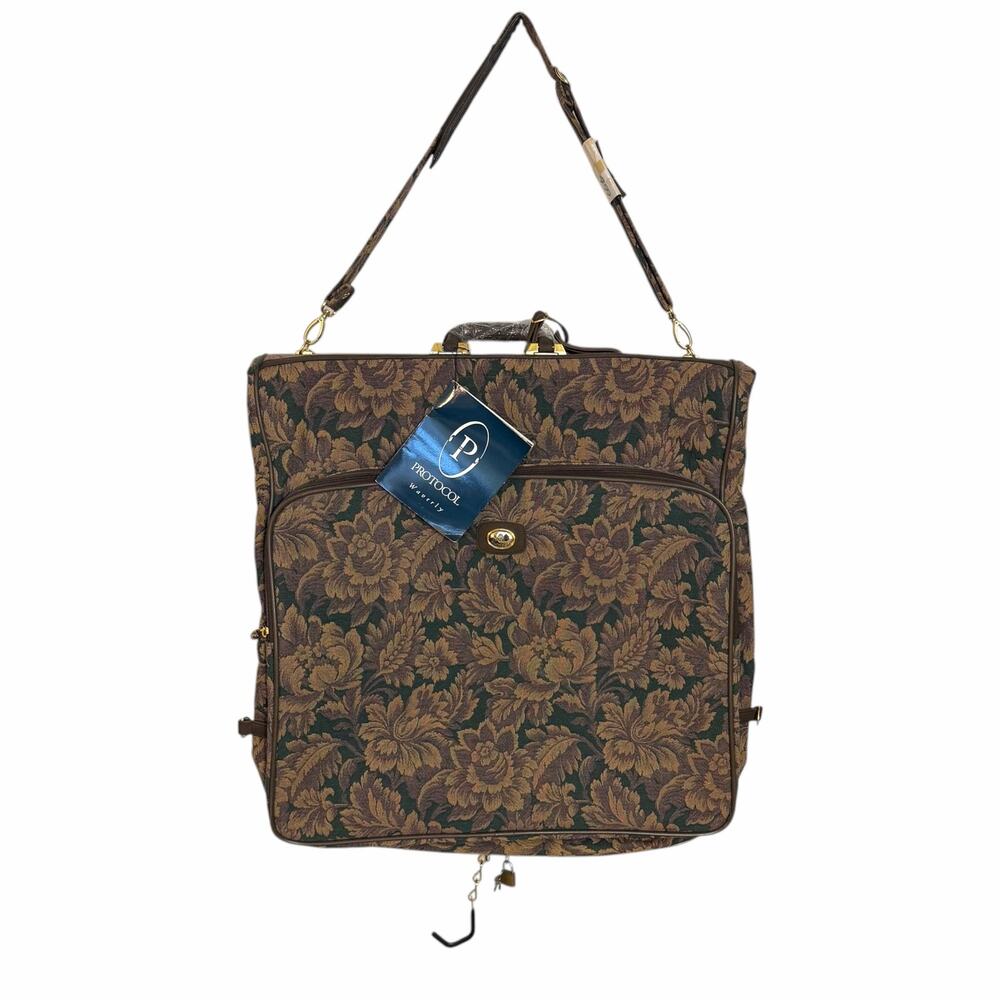 VTG 90s Protocol by Waverly Tapestry Garment Bag Travel Suit Luggage NOS NWT